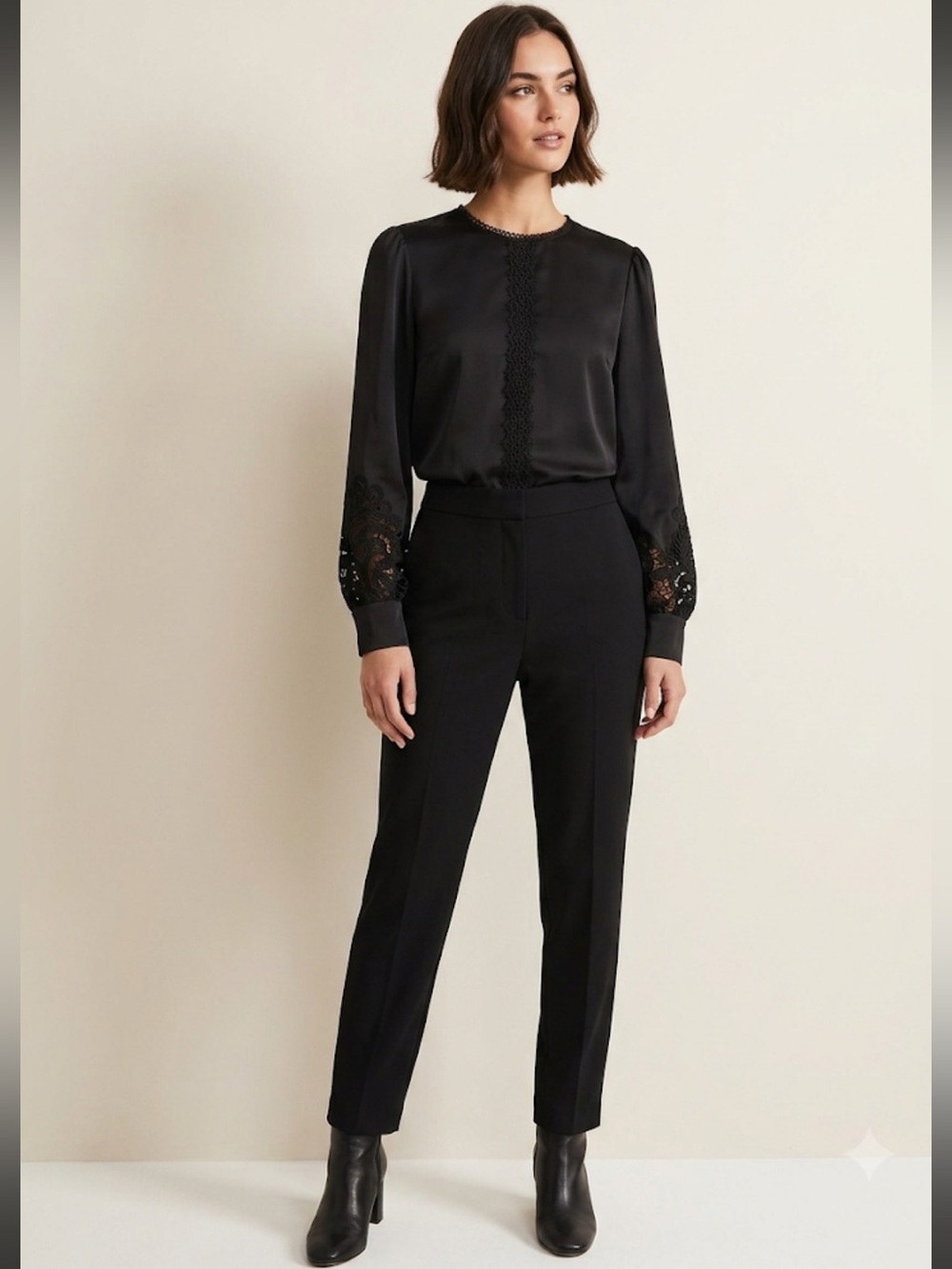 Adrianna Pappell Long Sleeve Lace Cuff Blouse NWT